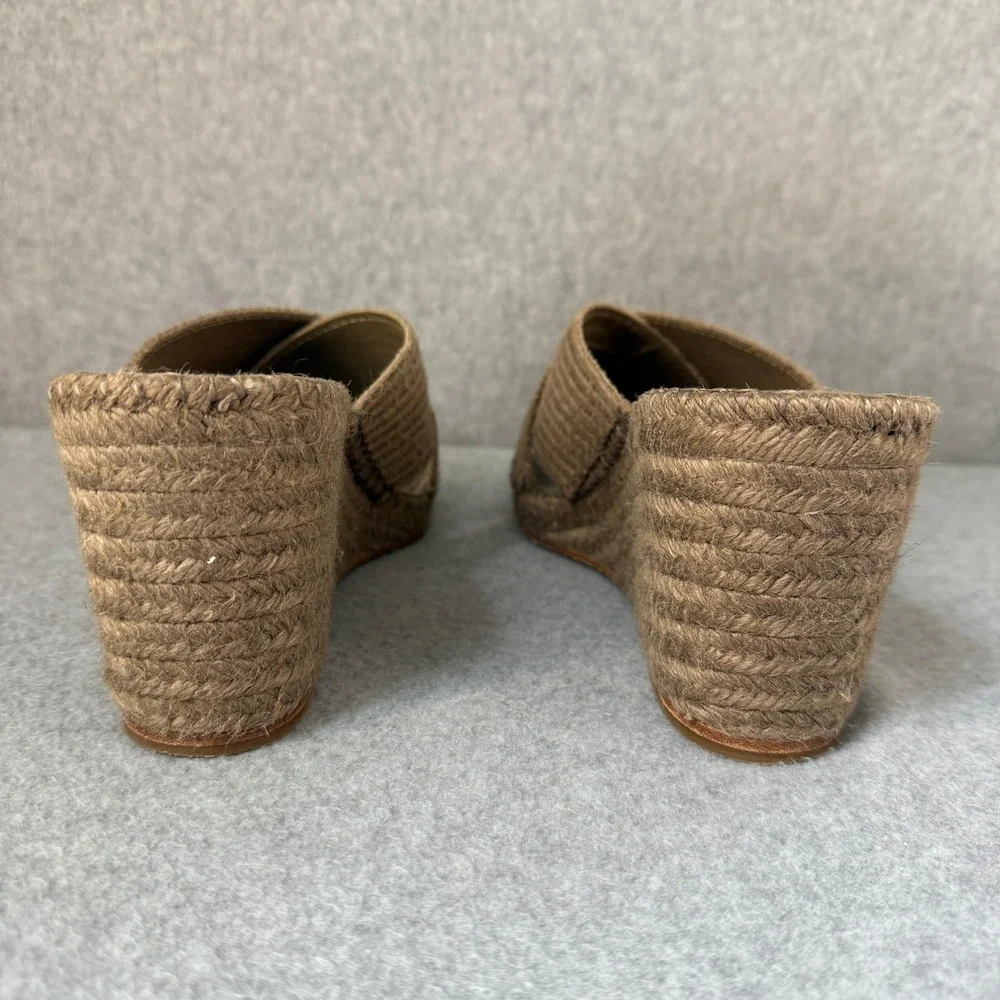 Vince Gaelan Taupe Wedge Sandals Espadrille Heels Criss Cross Slip On US 9 EU 39